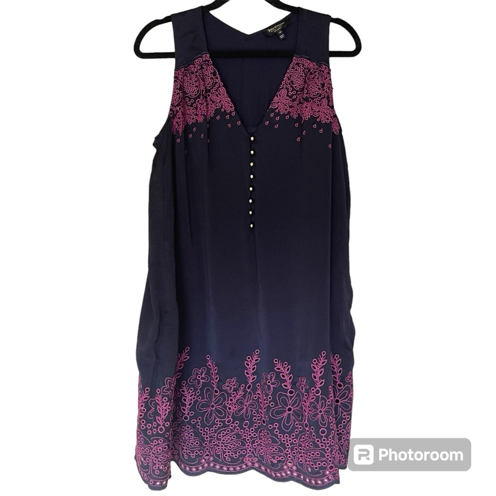 Juicy Couture Black Label Black A-line Dress Pink Eyelet embroidery Sleeveless M